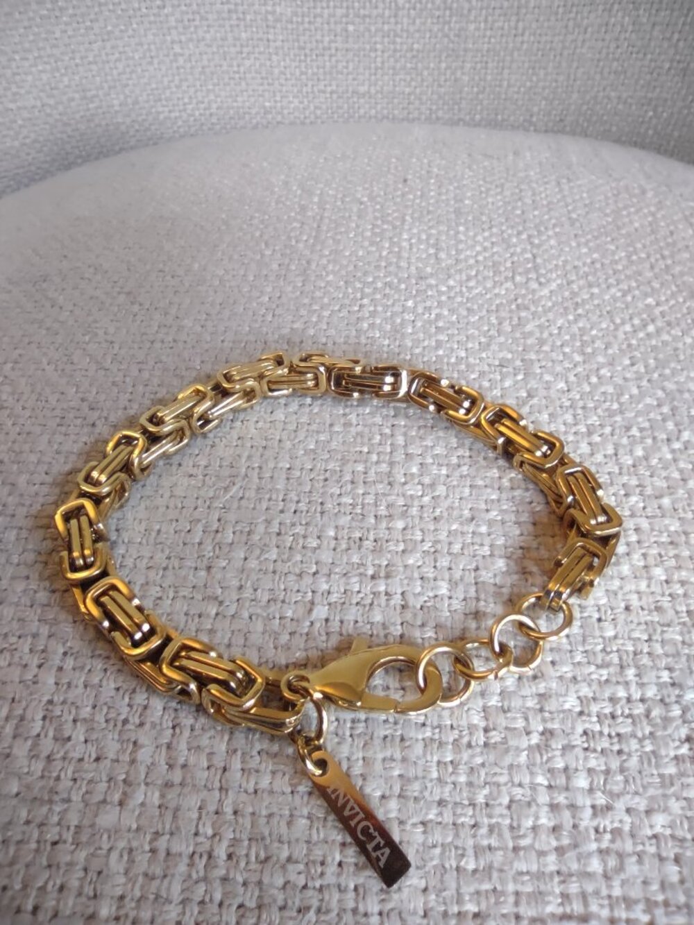 Invicta Men's gold tone Byzantine style link bracelet